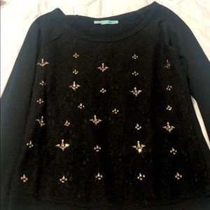 Black Sweater with Beaded accents
